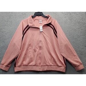 LILI Sport Track Jacket Womens 3X Pink Elastic Cuff & Hem Long Sleeve Full Zip